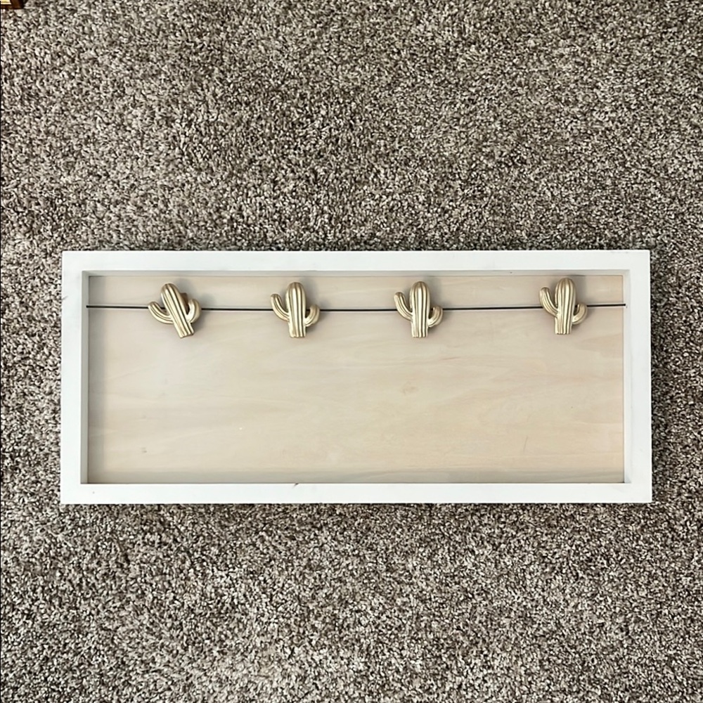 White Framed Cactus Wall Decor